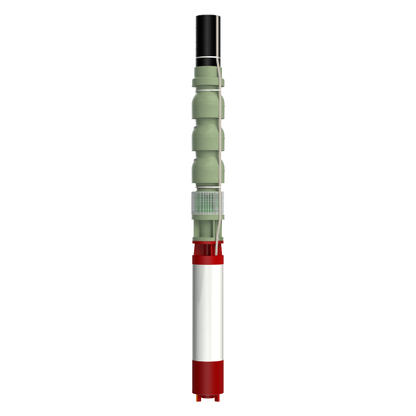 black, green, red, white, vertical pump on clear background