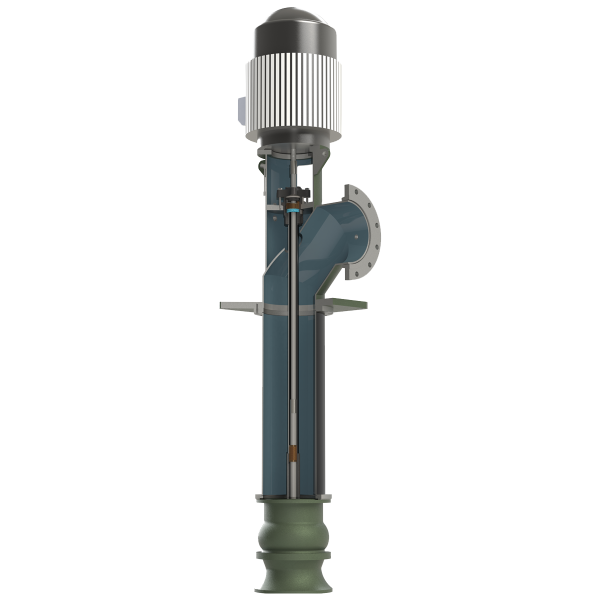 green, black, silver, vertical pump with cutaway